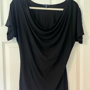 GAP Classic Softspun Short Sleeve Cowl-Neck Top Black (Large)